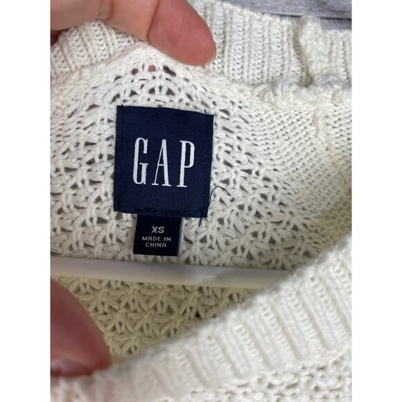 GAP White Cable Knit Coastal Sweater XSmall Nautical Neutral Modest Career - Picture 3 of 9